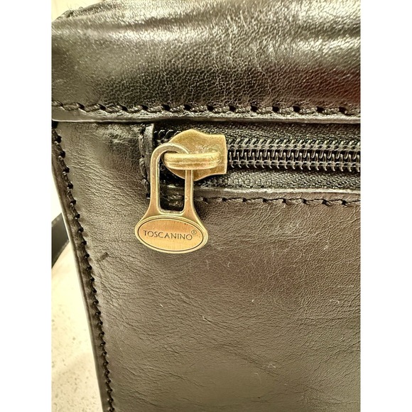 PORTAFOGLI PELLE TOSCANINO TRACOLLA LEATHER WALLET BORSA NERA BORSETTA CROSSBODY - Picture 6 of 16